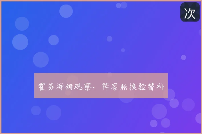 霍芬海姆观察，阵容轮换验替补